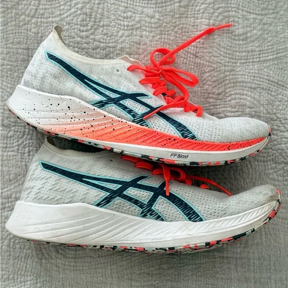 ASICS White and Orange Athletic Shoes W9 - Picture 5 of 7